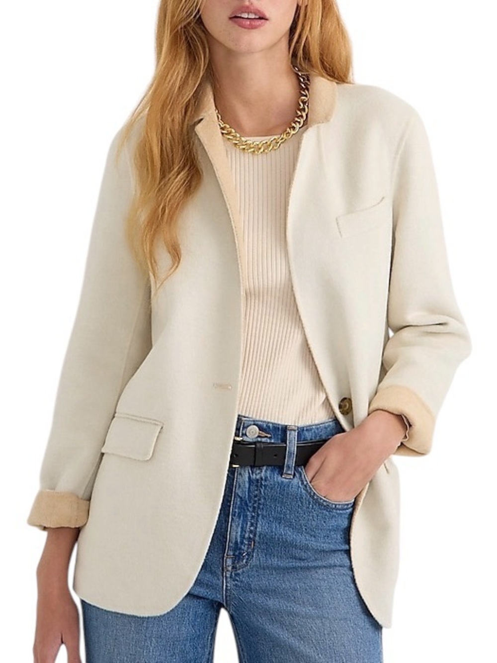 J.Crew Leighton Double Faced Wool Blazer Coat Ivory 0